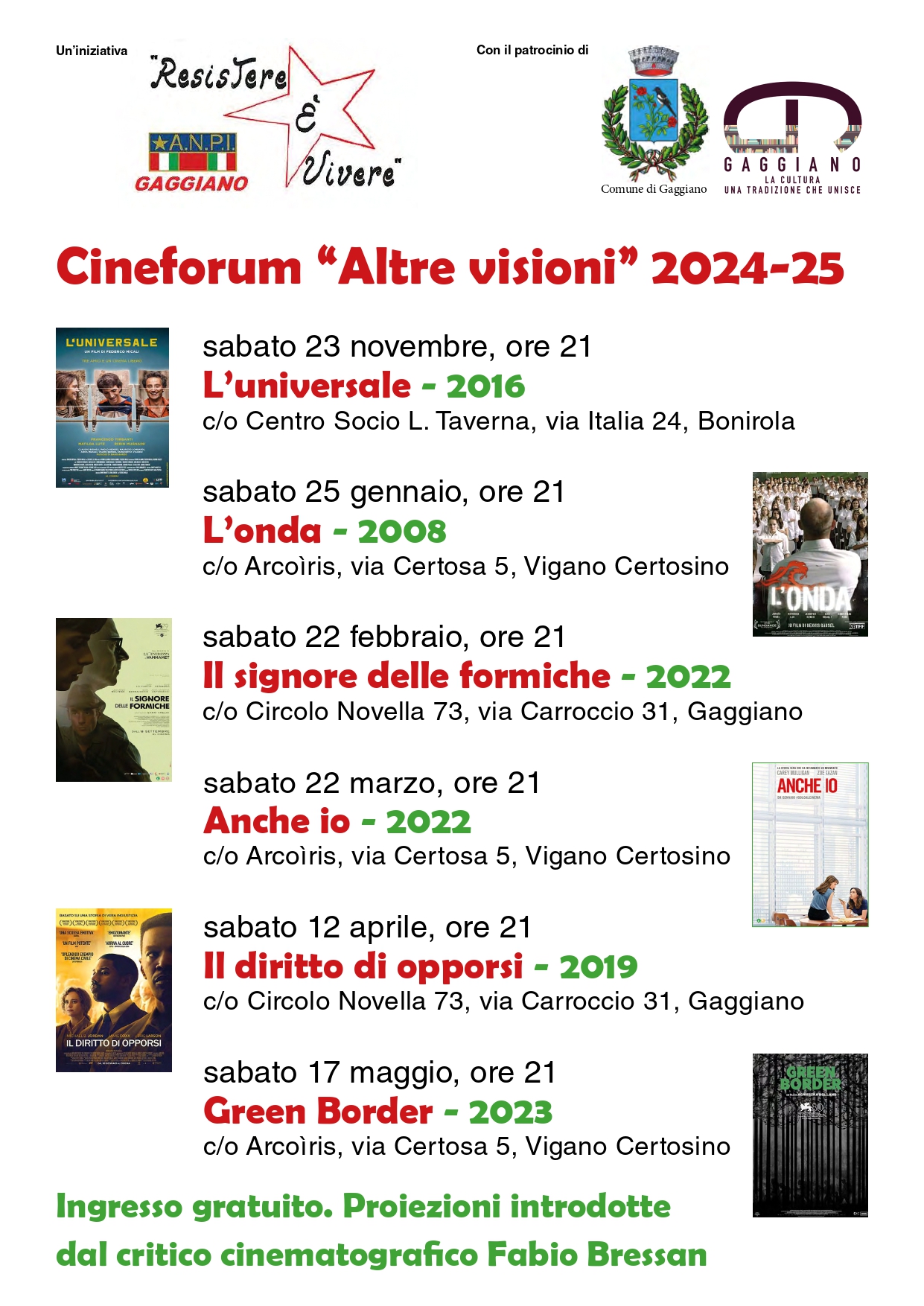 Rassegna cinematografica "Altre visioni" - 25 gennaio 