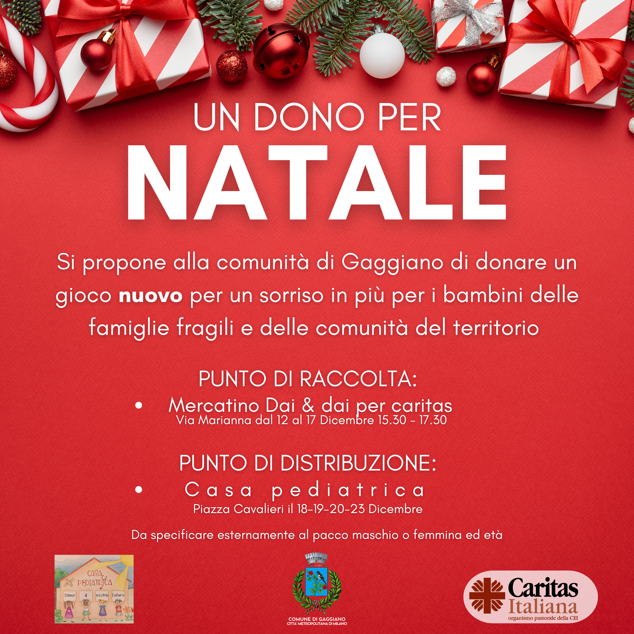 Un dono per Natale: un gesto di solidarietà per le famiglie fragili