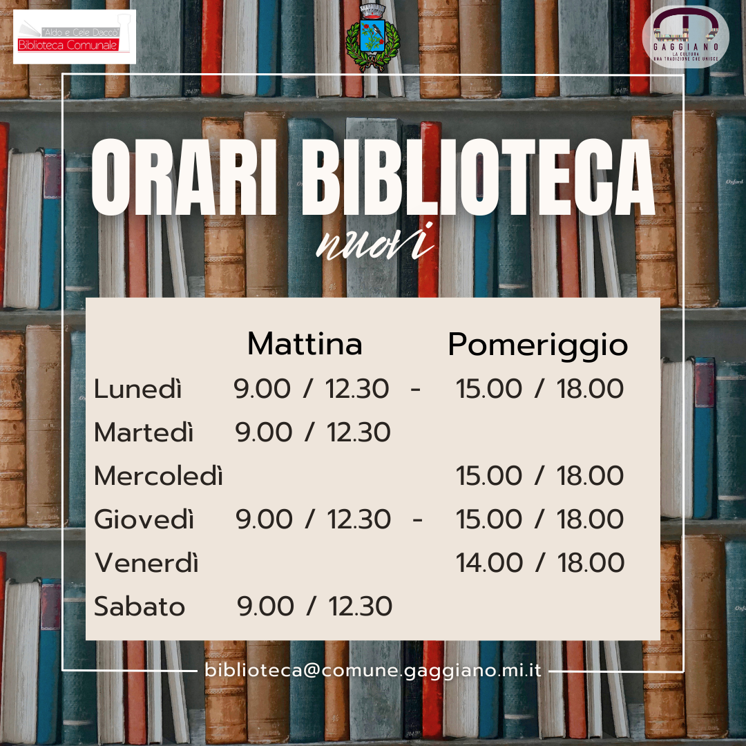 Nuovi orari della Biblioteca Comunale 